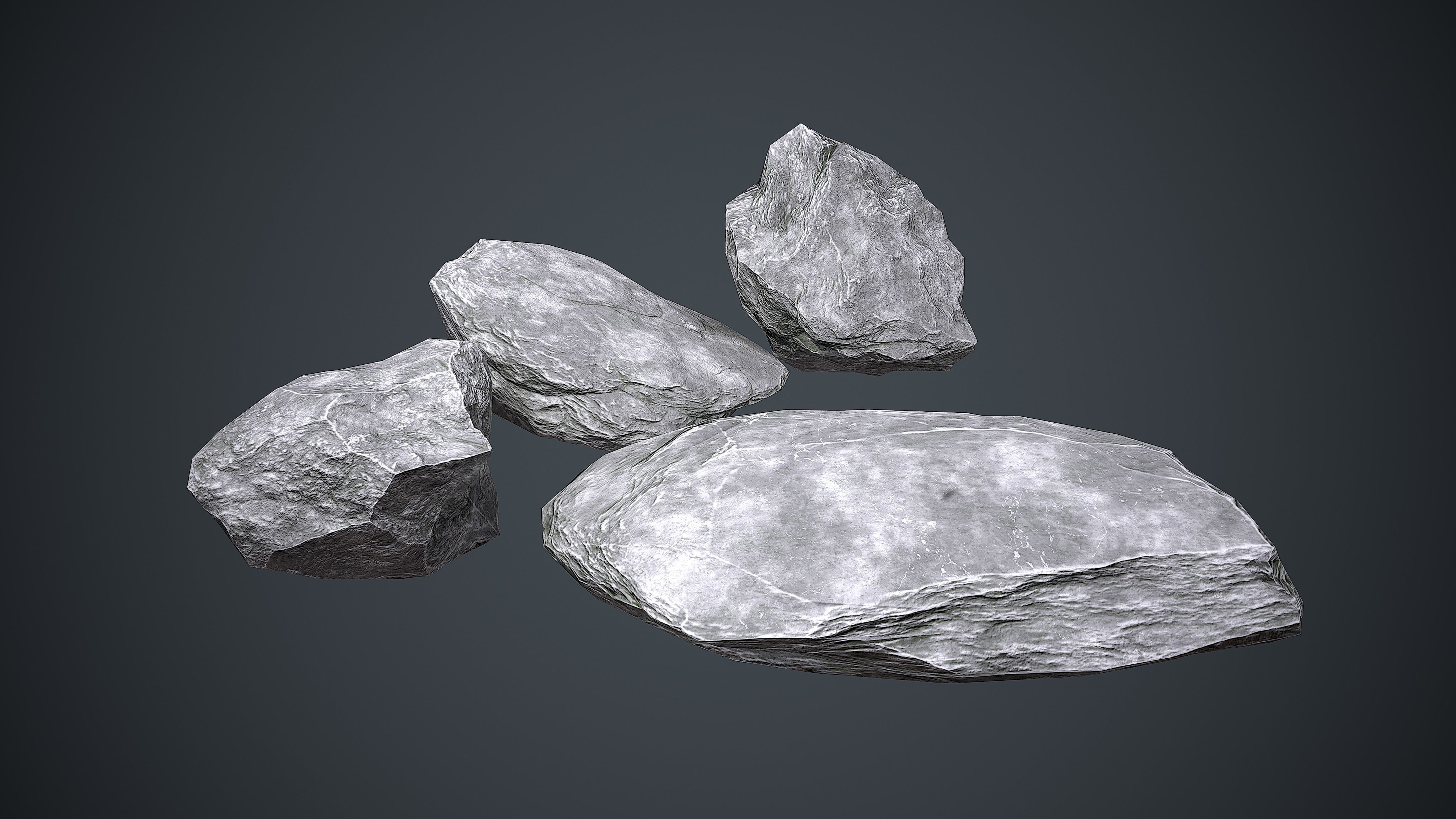 Stone Rock Pack 2 Low-poly 3D model_4