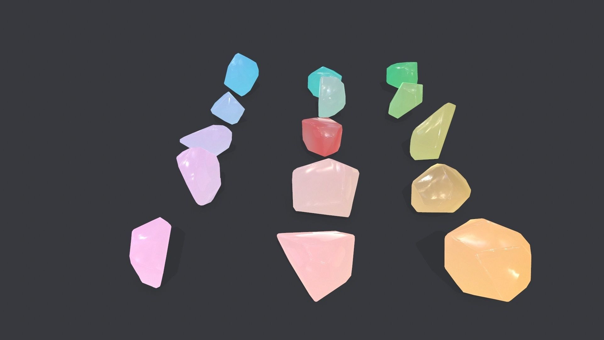 crystal set sprite of colored gemstones Low-poly 3D model_13