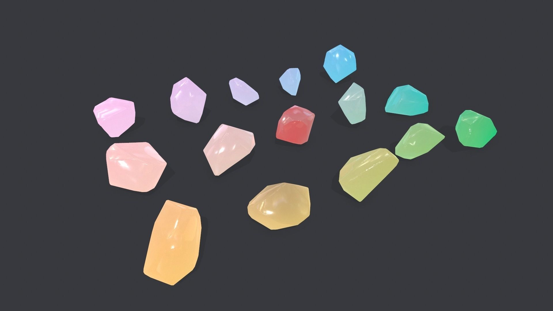 crystal set sprite of colored gemstones Low-poly 3D model_12