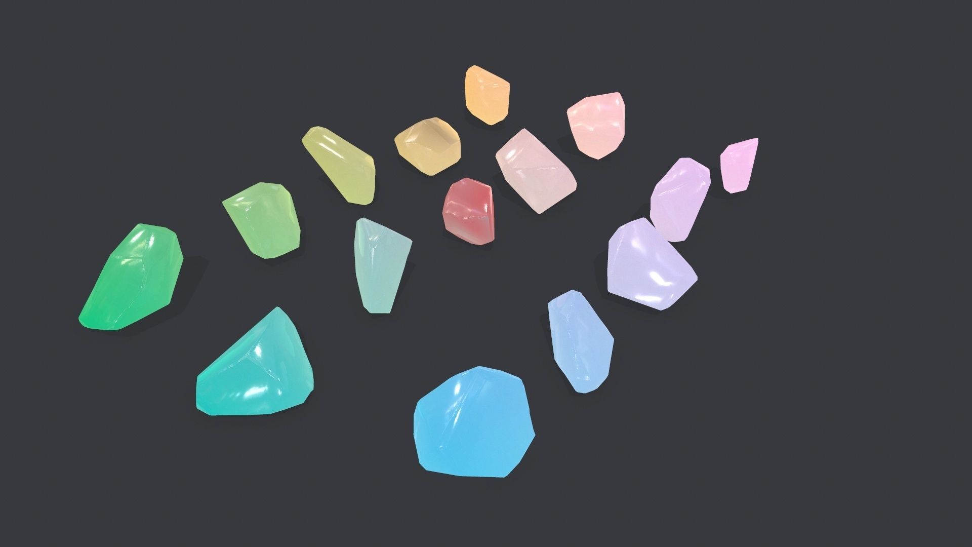 crystal set sprite of colored gemstones Low-poly 3D model_6