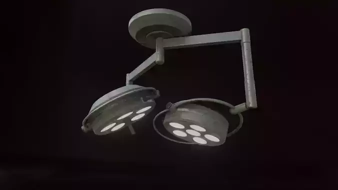 Old Dirty Surgical Light - Surgical Lamp Low-poly 3D model