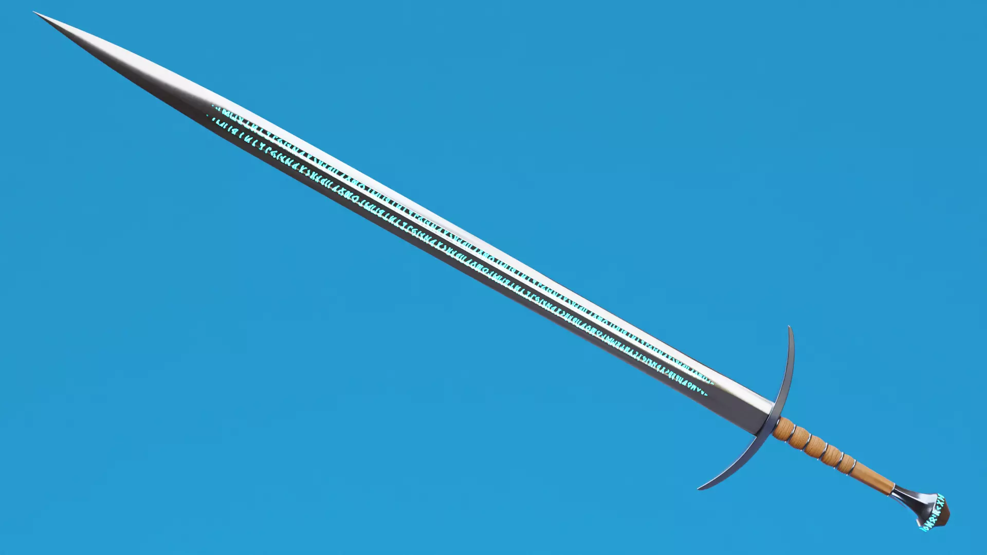 Runic Bastard Sword Low-poly 3D model