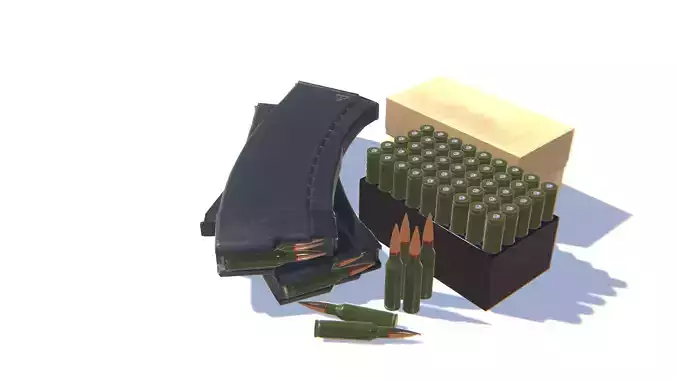 5-45x39 Ammo Pack Low-poly 3D model