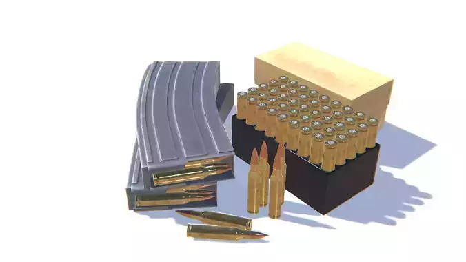 5-56x45 Ammo Pack Low-poly 3D model