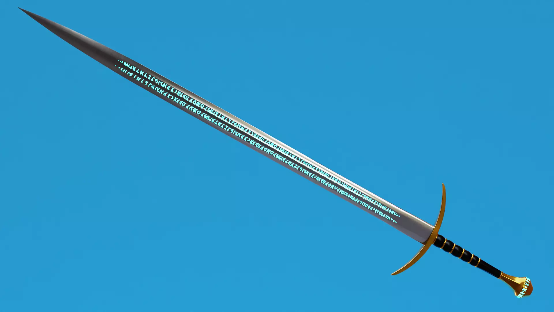 Runic Epic Bastard Sword Low-poly 3D model