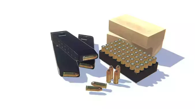 9mm Ammo Pack Low-poly 3D model