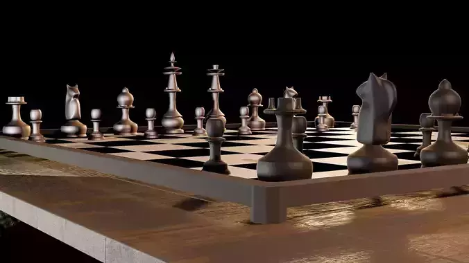3D Scene Chess in dark room