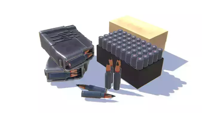 9x39 Ammo Pack Low-poly 3D model