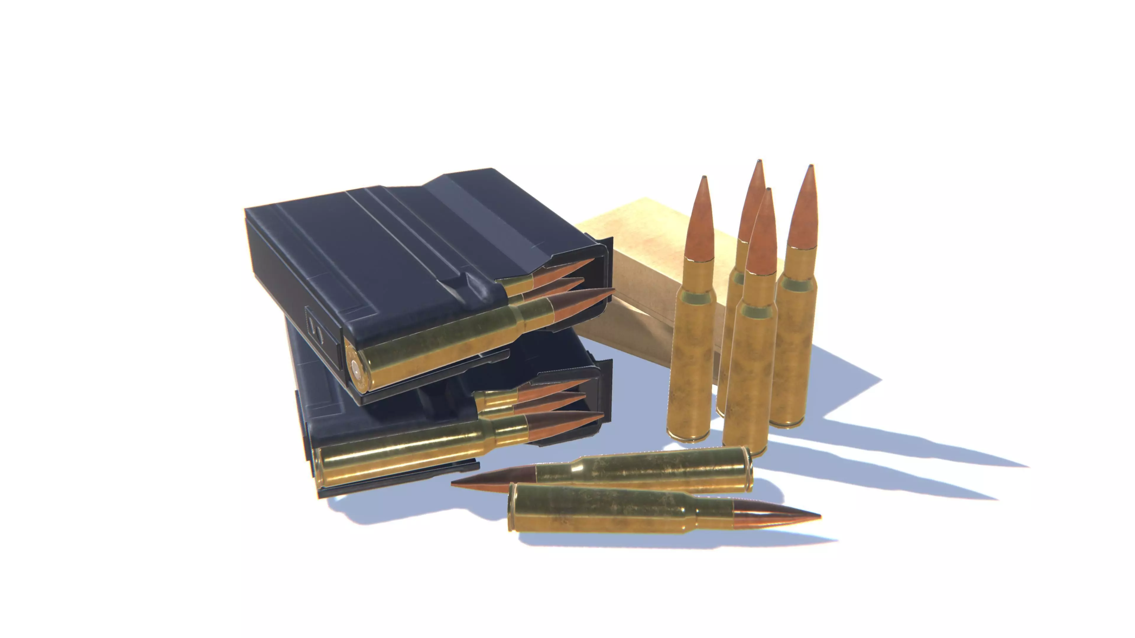 50BMG Ammo Pack Low-poly 3D model