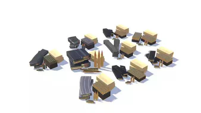 Firearms Ammo Bundle 3D Model Collection
