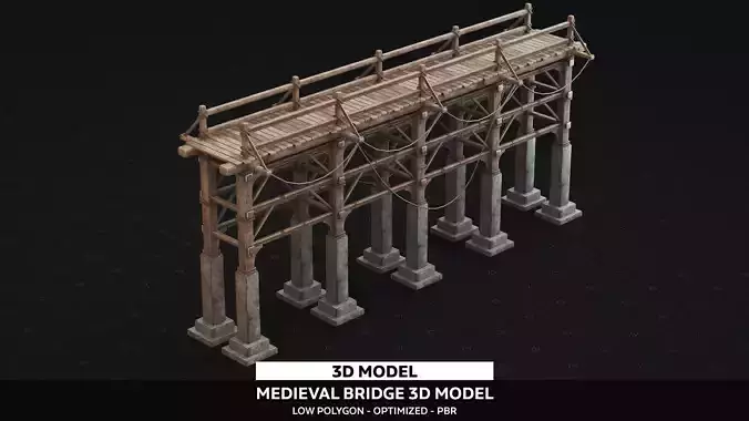 Medieval Bridge 3D Model - PBR Textures