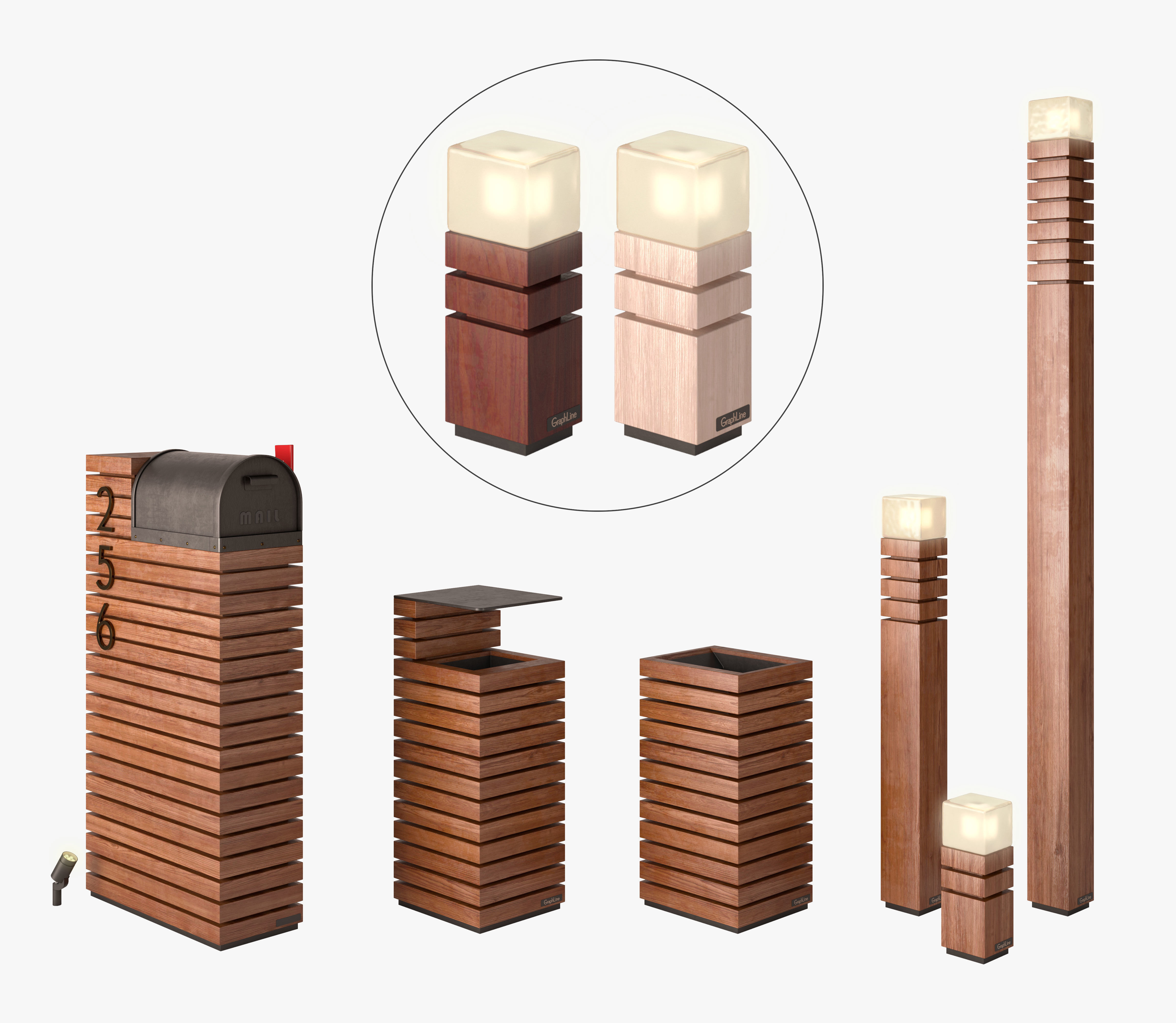 Letterbox - Litter bin - Lights - Set 3 3D model_0