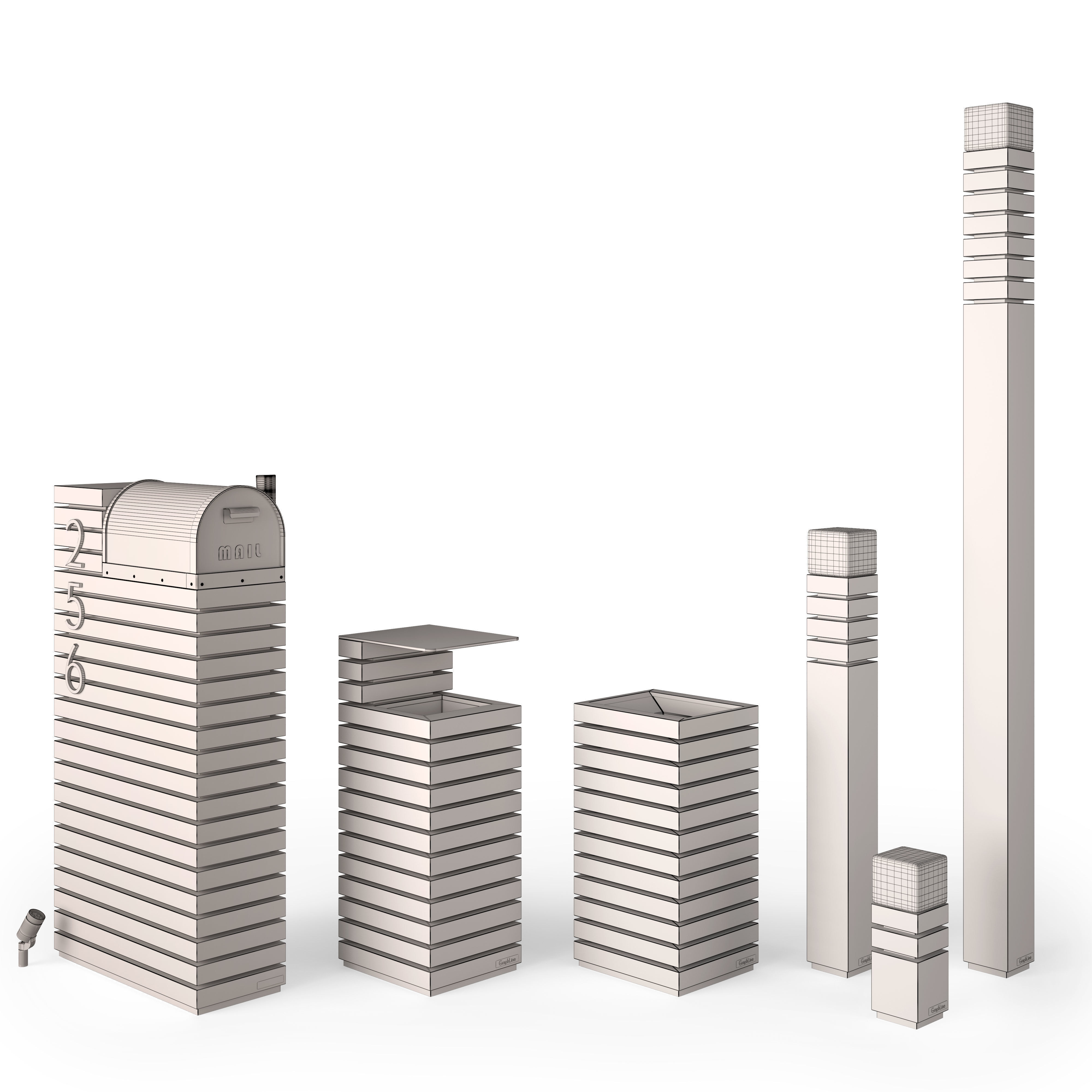 Letterbox - Litter bin - Lights - Set 3 3D model_13