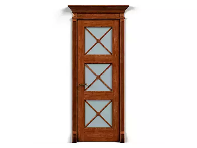 Door0034 wooden door with glass panels