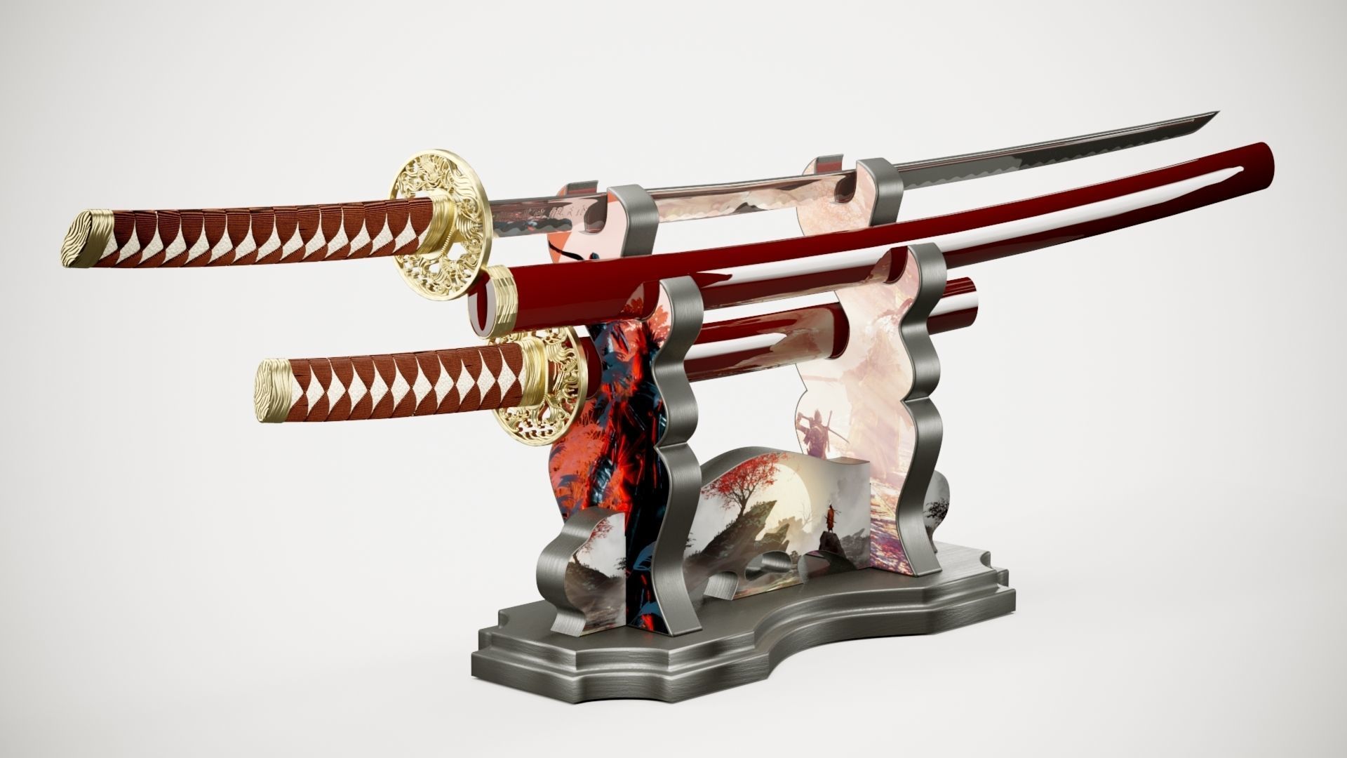 Katana and Display stand 3D model_1