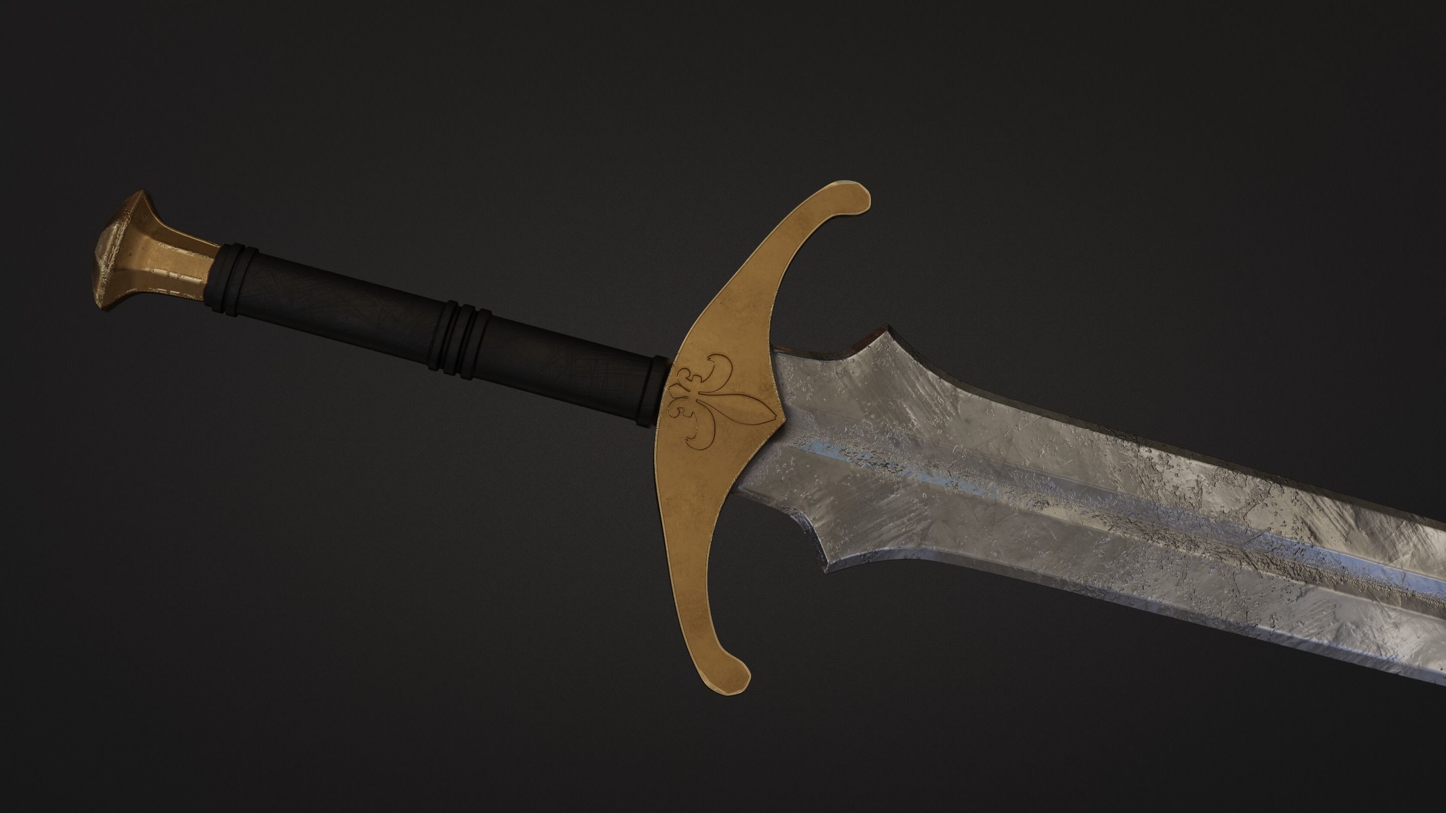 Medieval Sword 3D Model Low-poly 3D model_2