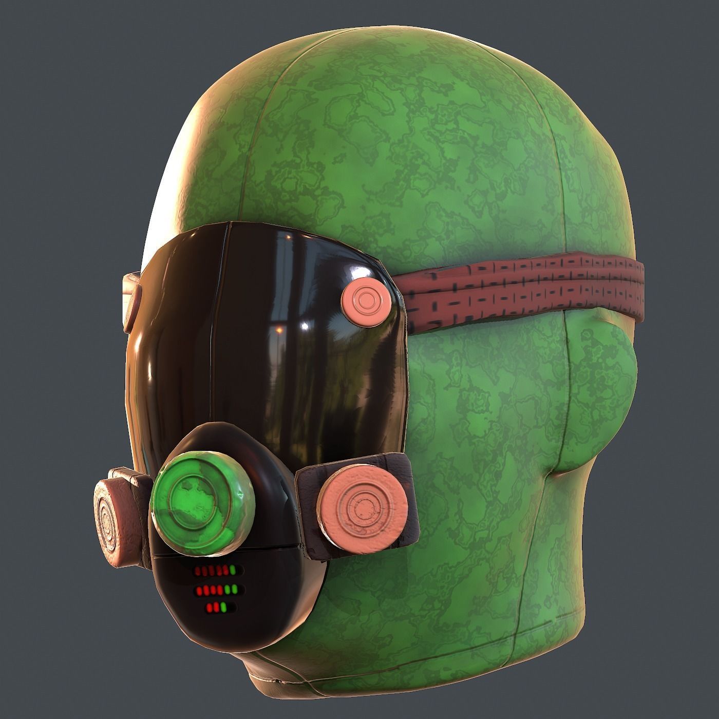 Gas mask helmet 3d model scifi Low-poly Low-poly 3D model_10