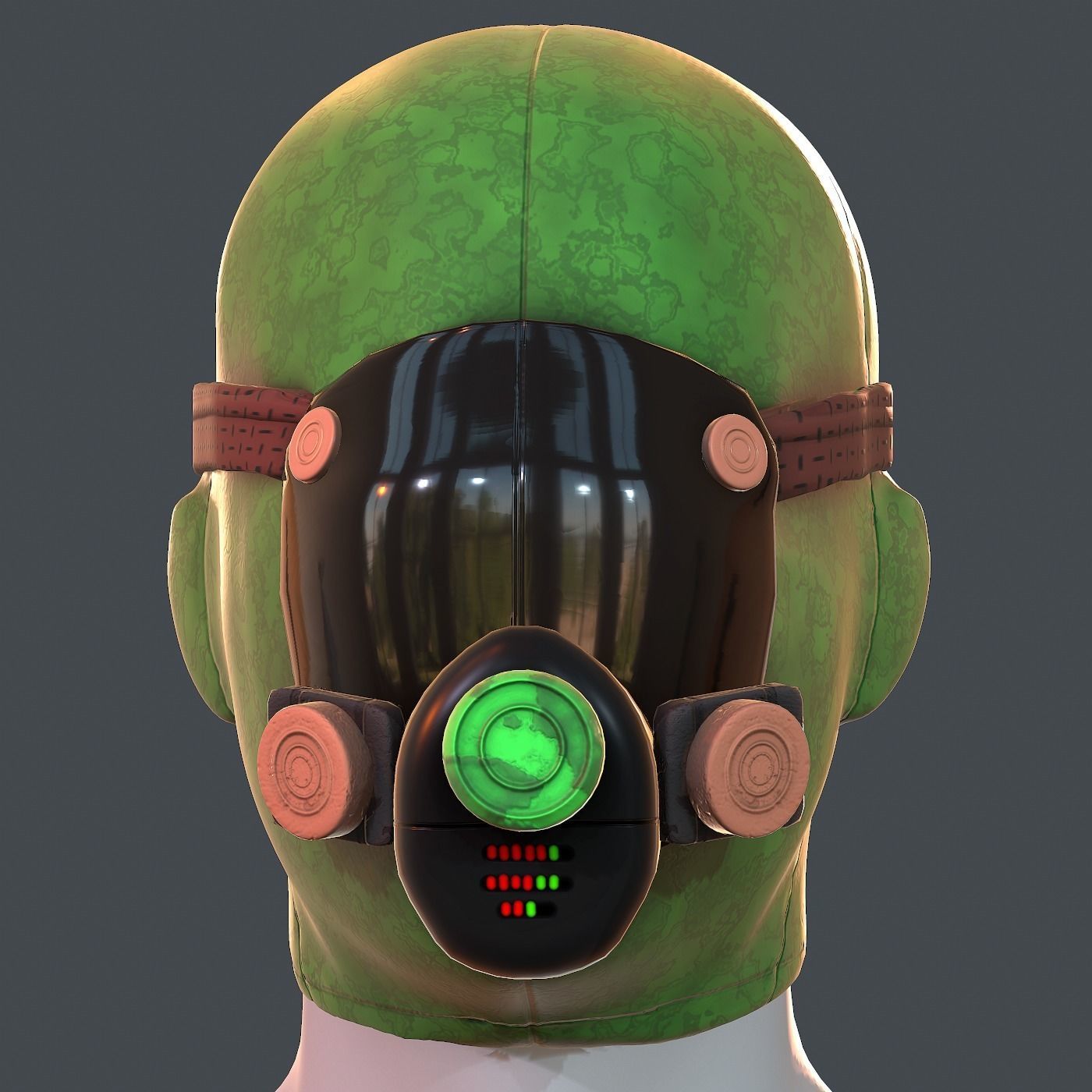 Gas mask helmet 3d model scifi Low-poly Low-poly 3D model_2