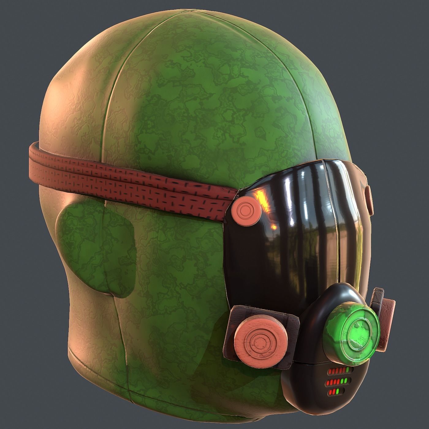 Gas mask helmet 3d model scifi Low-poly Low-poly 3D model_4