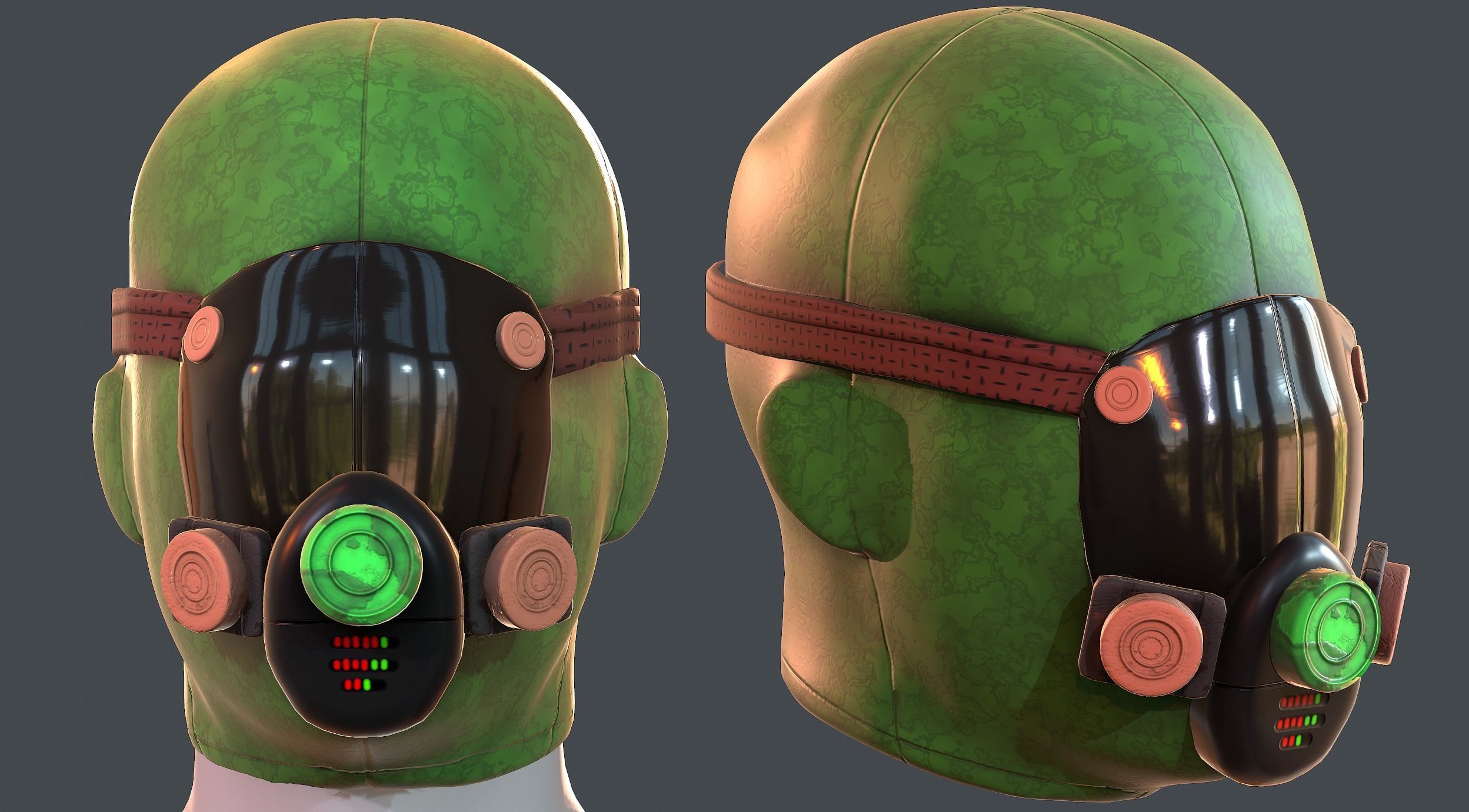 Gas mask helmet 3d model scifi Low-poly Low-poly 3D model_1