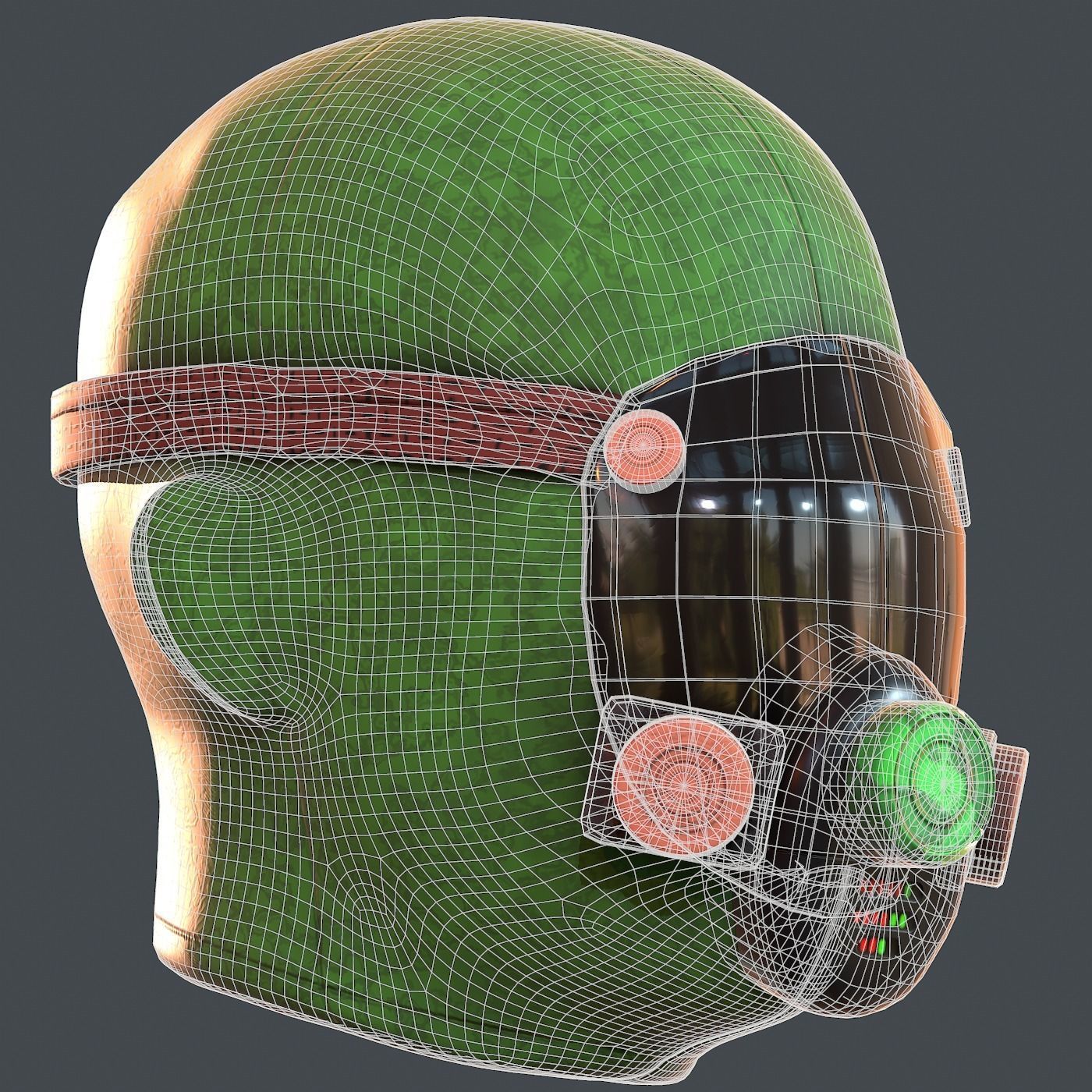 Gas mask helmet 3d model scifi Low-poly Low-poly 3D model_13