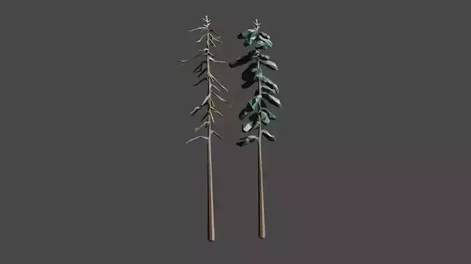 Tree Set Low-Poly 3D Model two sticks