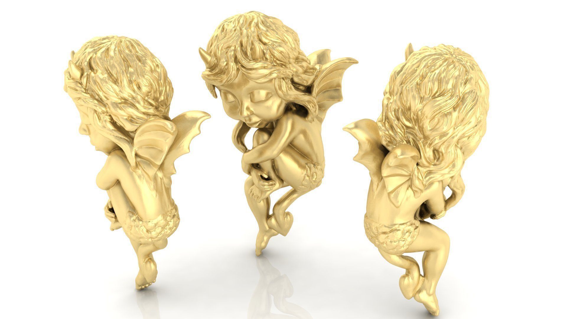 hobgoblin gold charm with cupid 3D print model_1