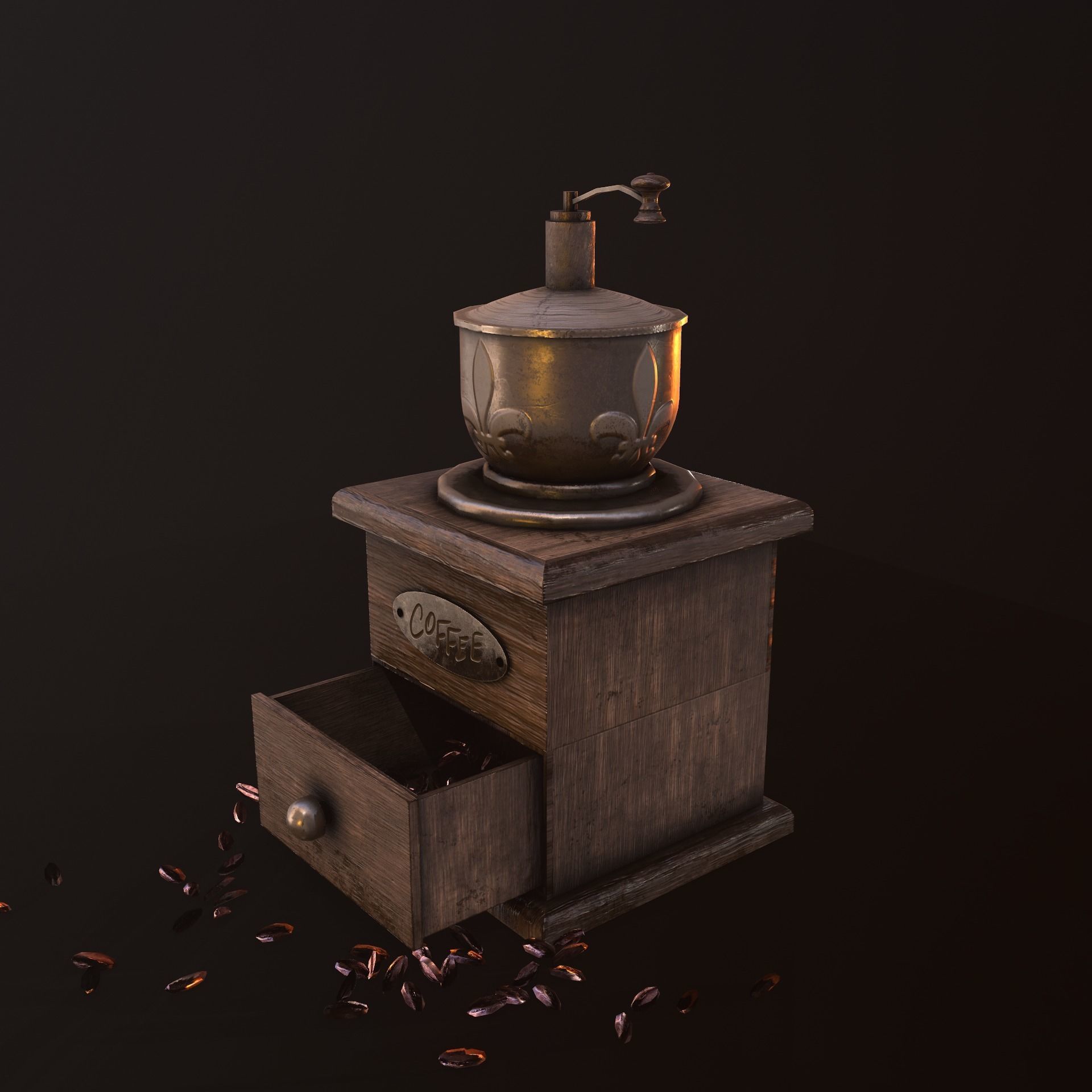  coffee grinder Low-poly 3D model_10