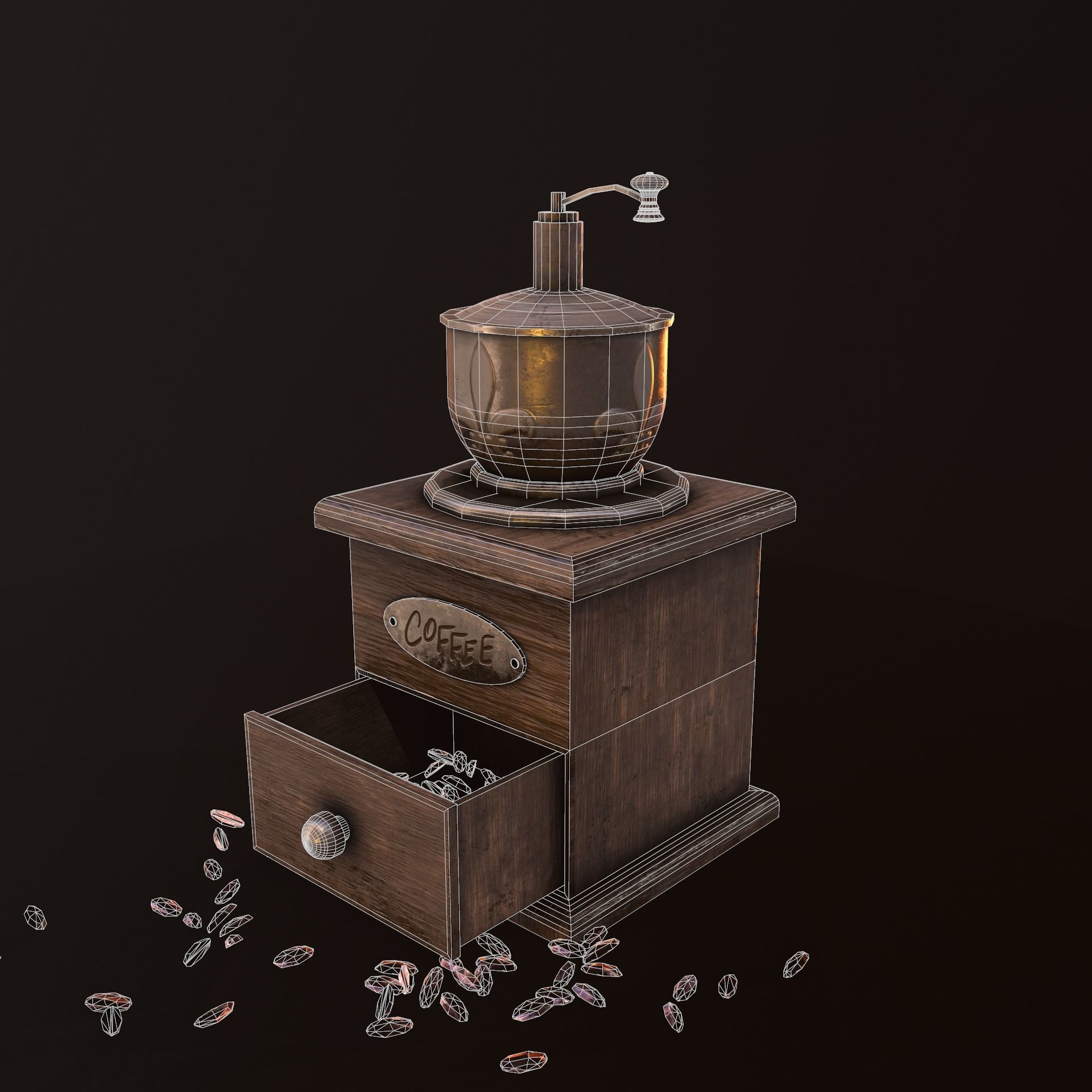  coffee grinder Low-poly 3D model_11