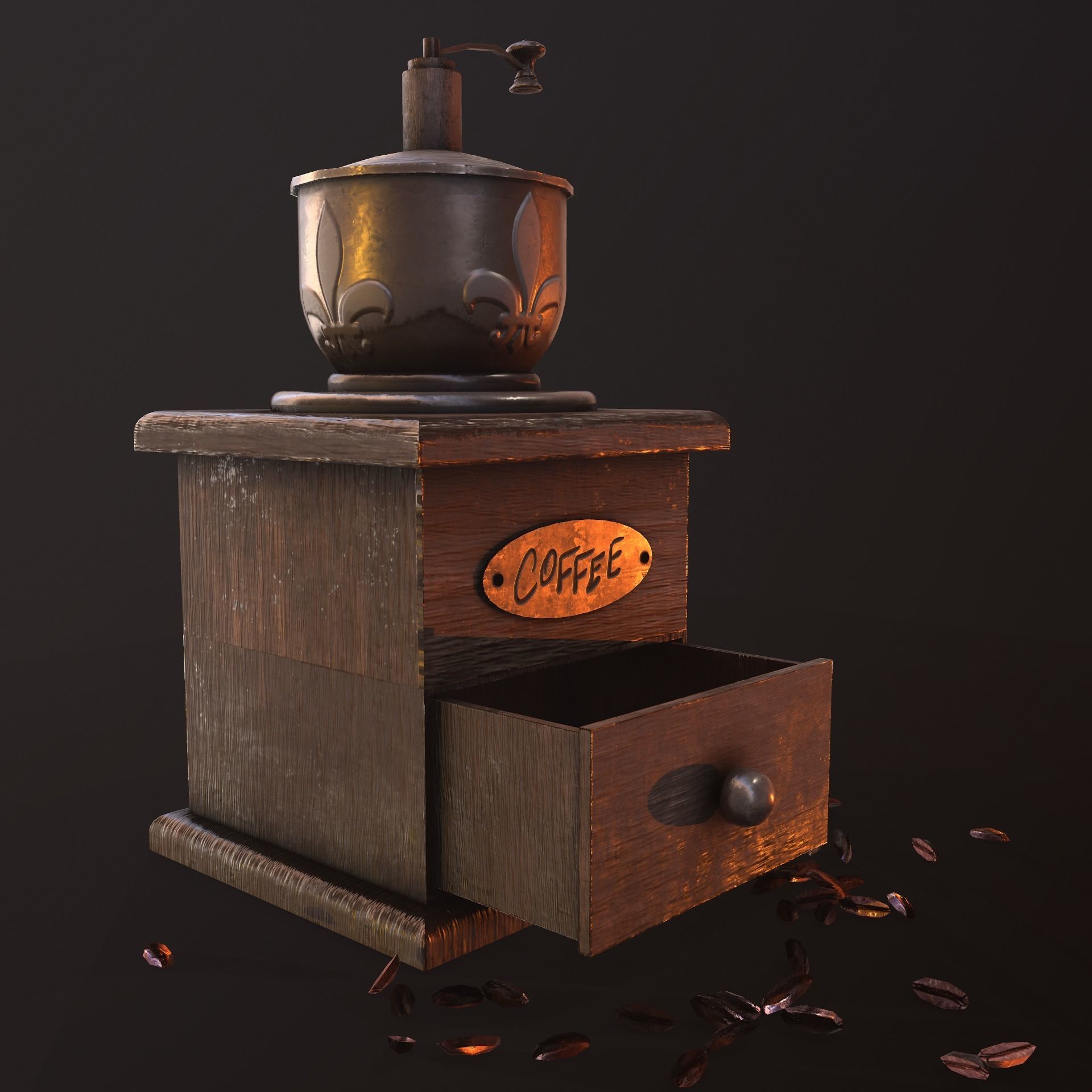  coffee grinder Low-poly 3D model_4