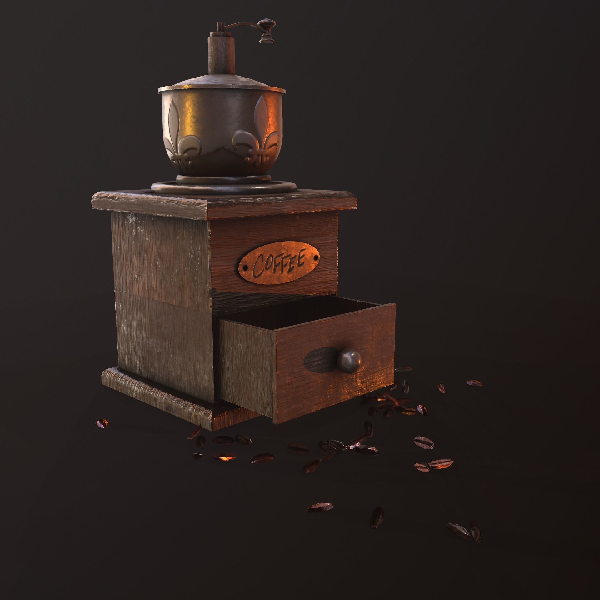  coffee grinder Low-poly 3D model_2