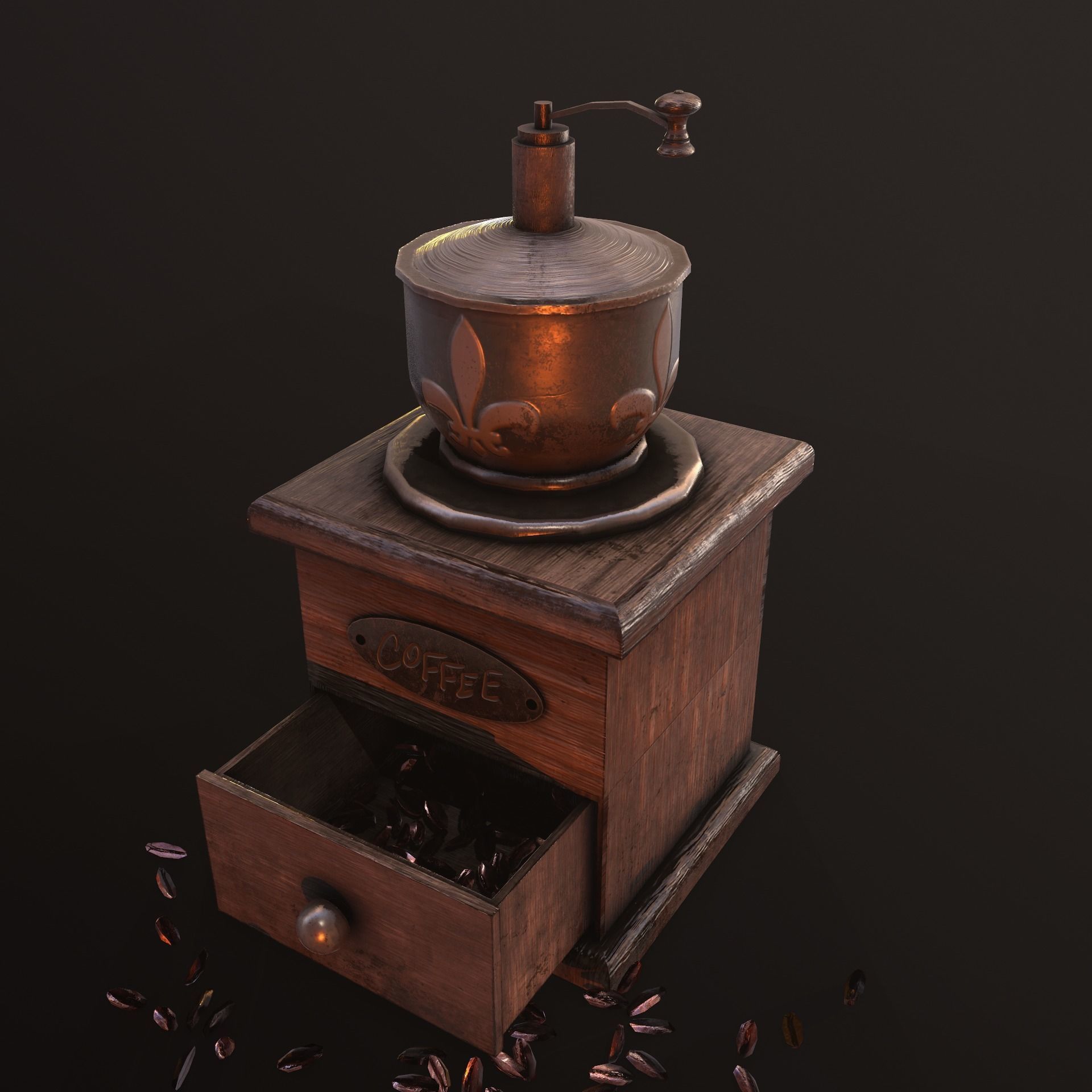  coffee grinder Low-poly 3D model_5