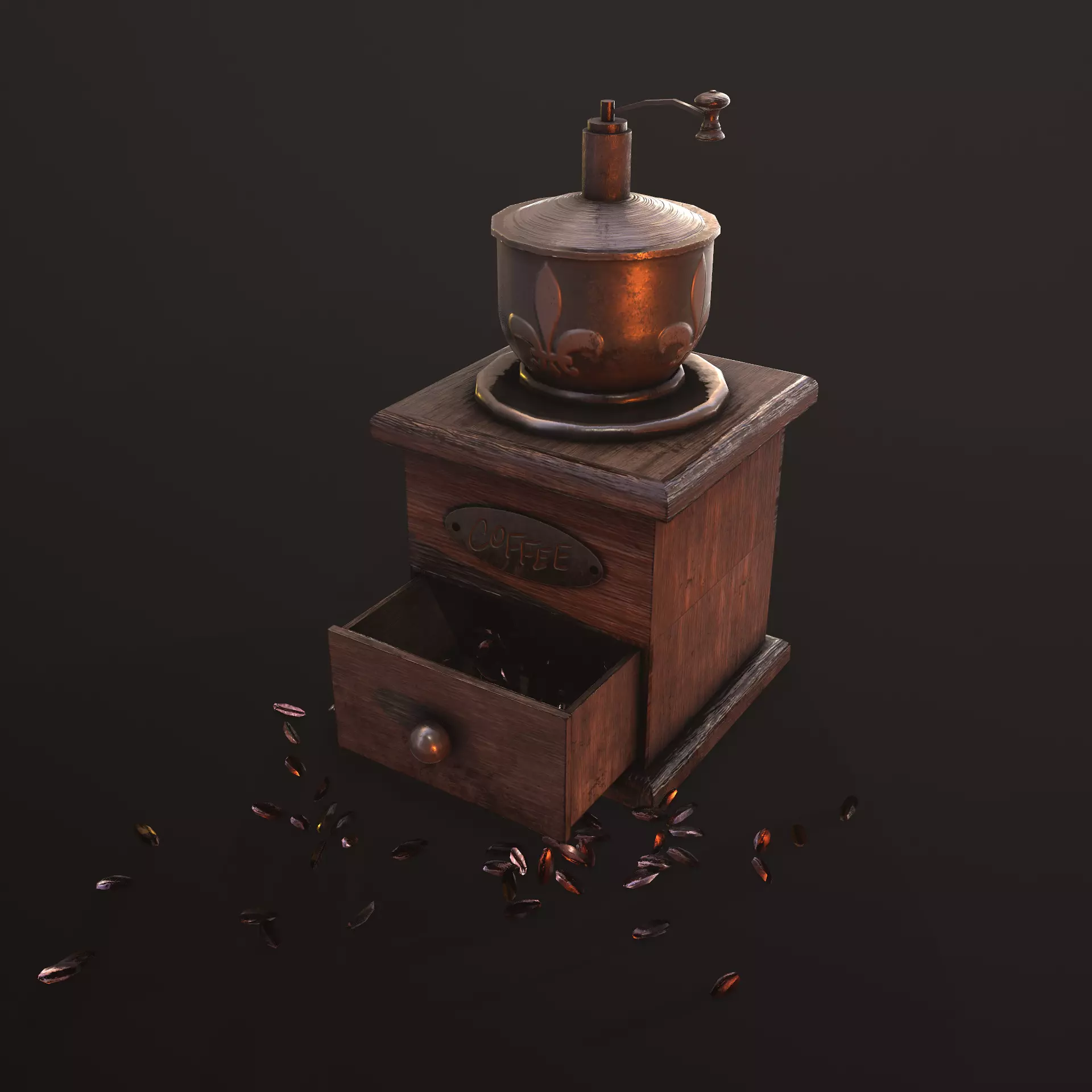  coffee grinder Low-poly 3D model_0