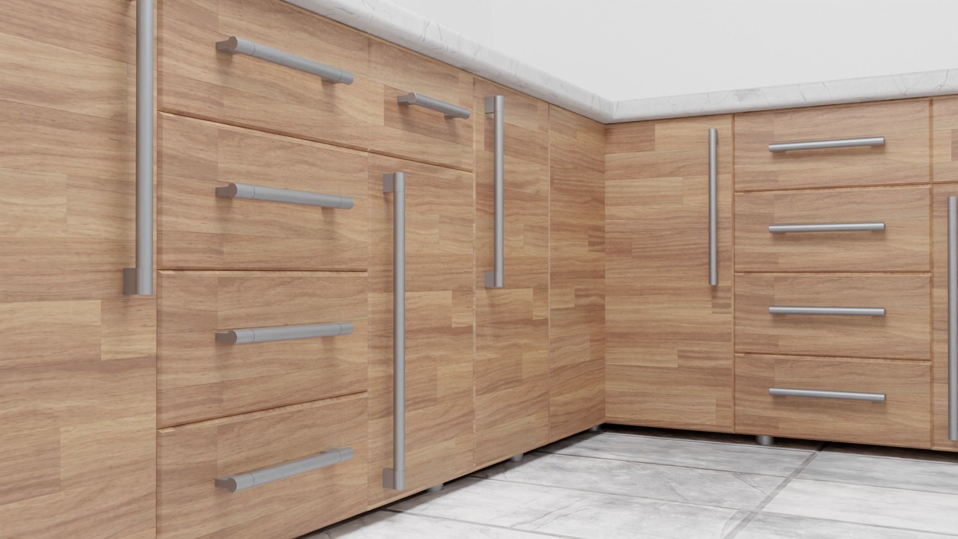 Straight Metallic Modern Drawer Furniture Handle Free 3D model_2