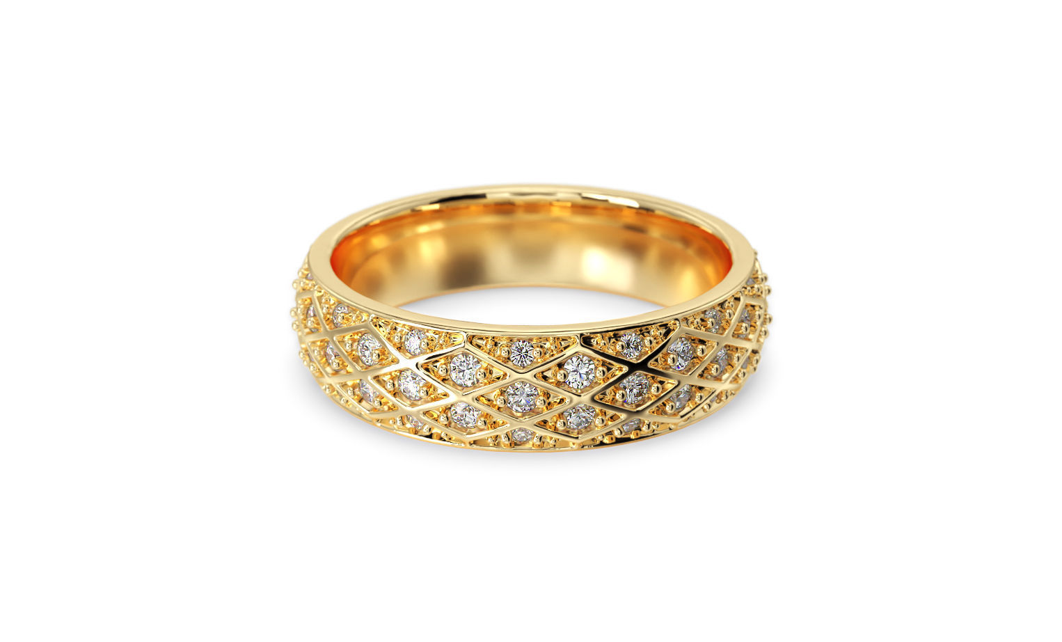 wedding ring with diamonds 3D print model_7