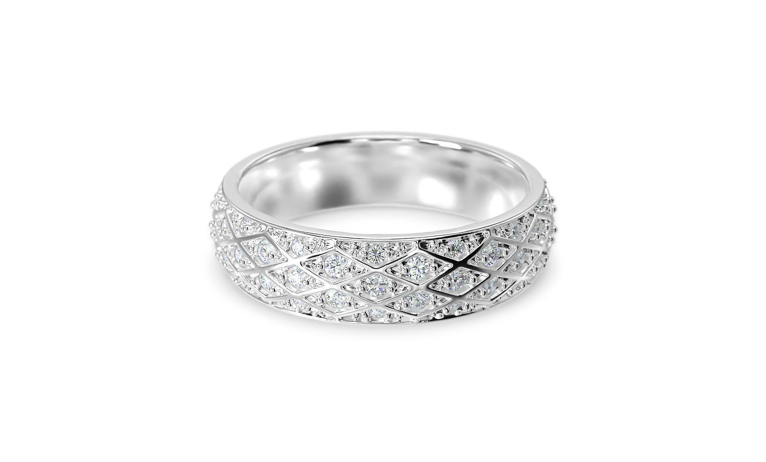 wedding ring with diamonds 3D print model_1
