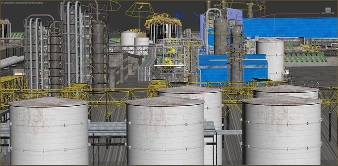 Industrial Refinery - Extensive and complete space creation Low-poly 3D model