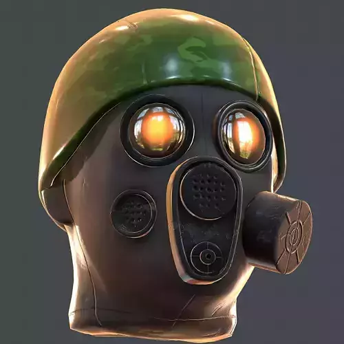 Gas mask helmet 3d model scifi Low-poly 