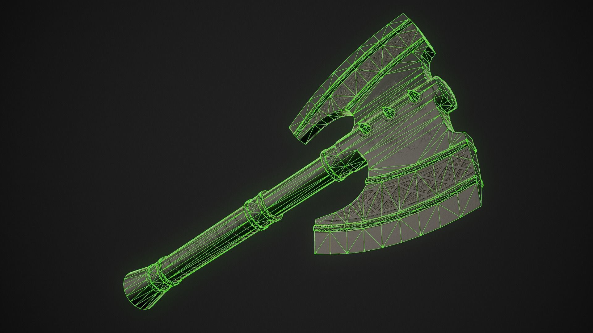 Fantasy Axe 2C Low-poly 3D model_7
