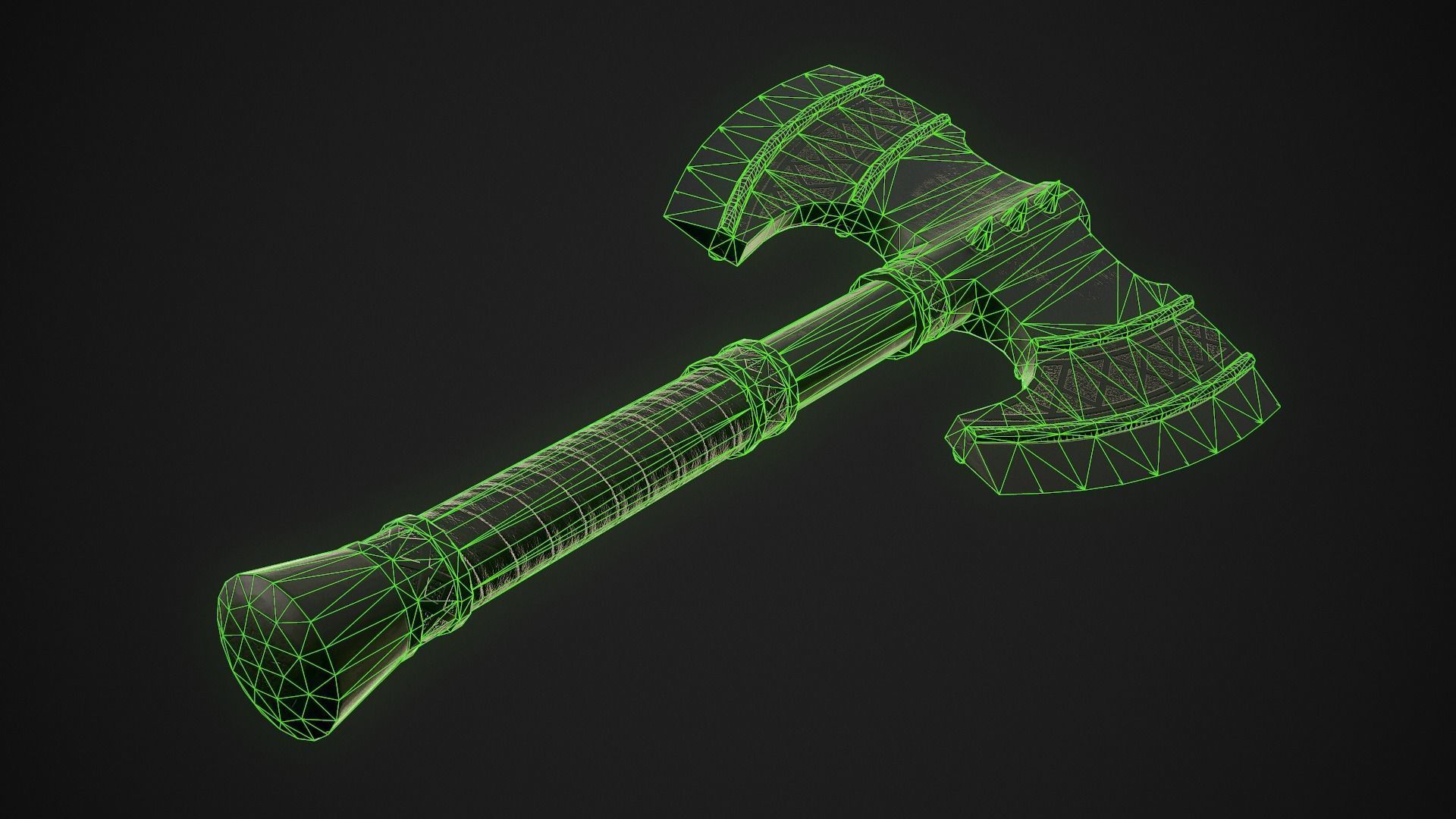 Fantasy Axe 2C Low-poly 3D model_8