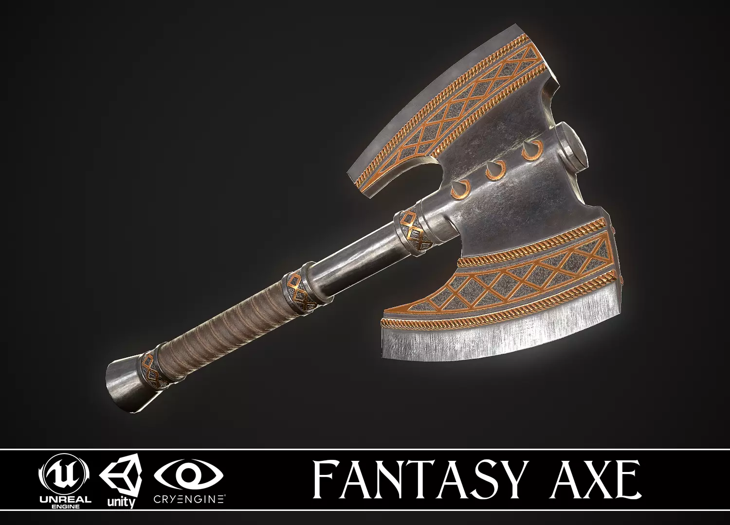Fantasy Axe 2C Low-poly 3D model_0
