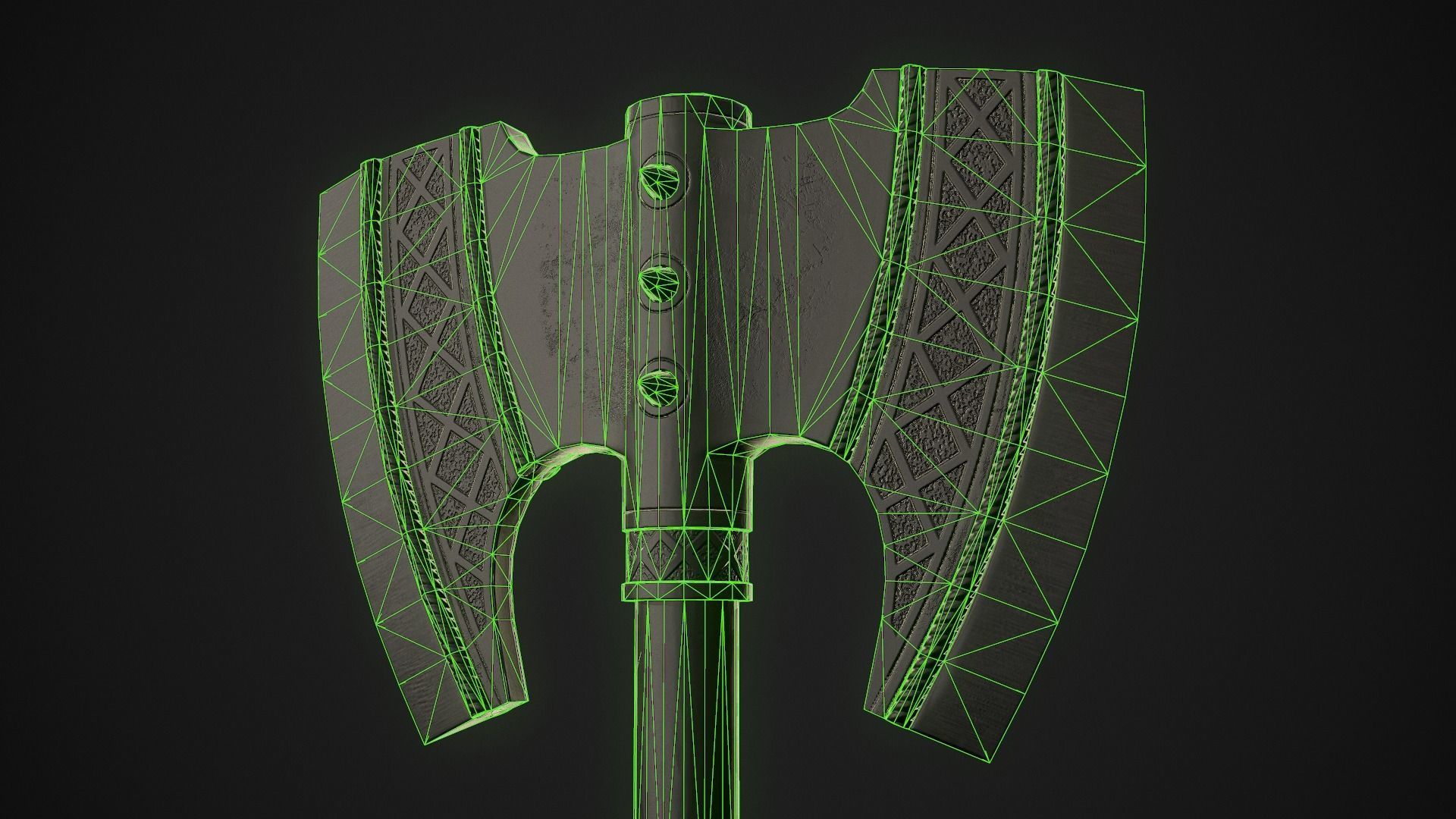 Fantasy Axe 2C Low-poly 3D model_10