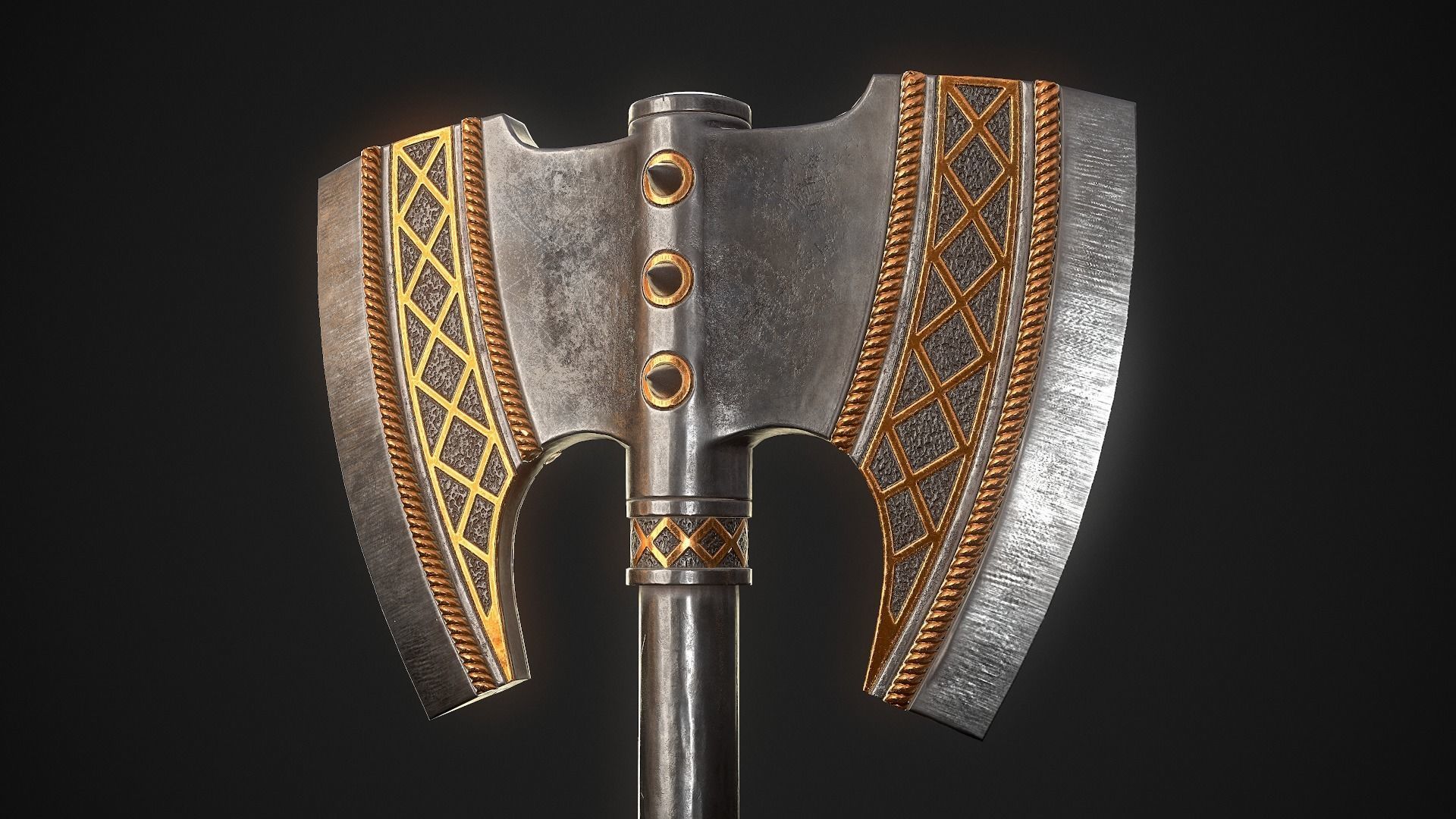 Fantasy Axe 2C Low-poly 3D model_5