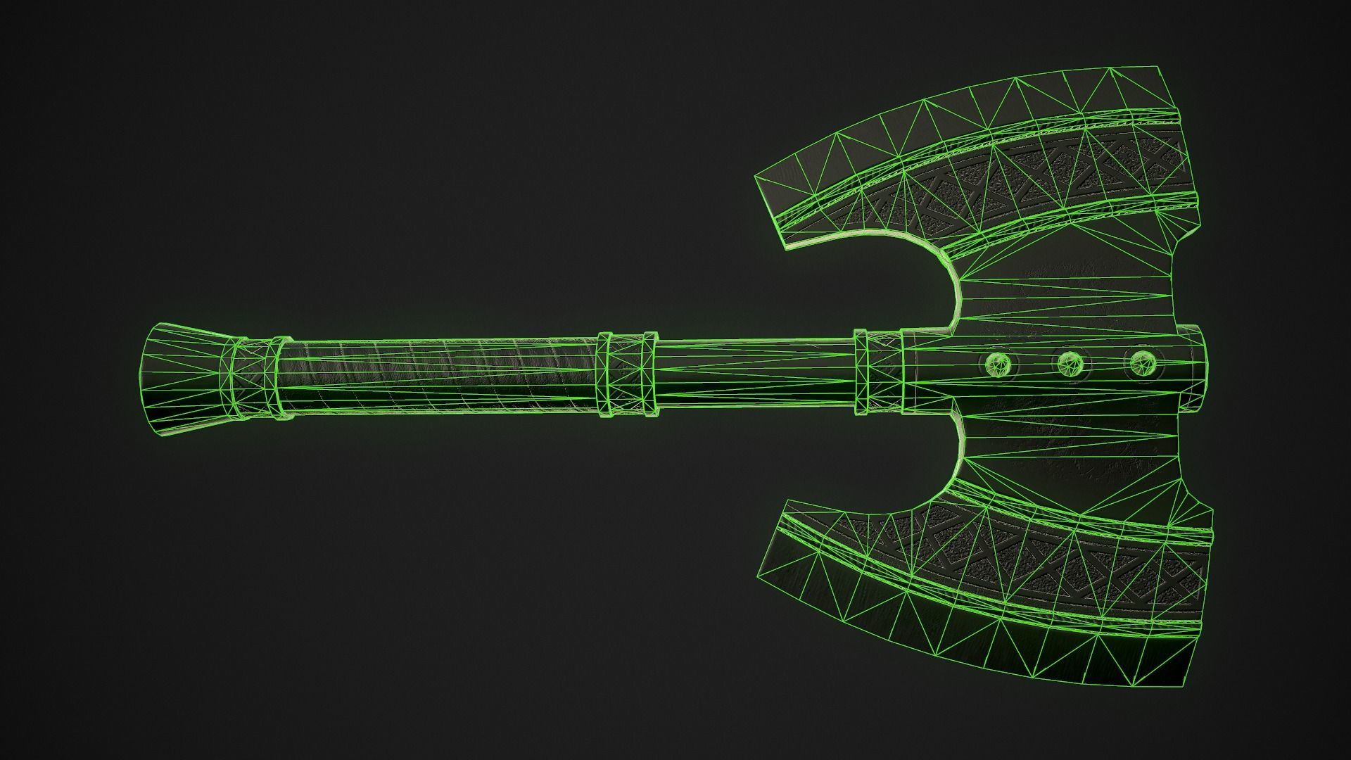 Fantasy Axe 2C Low-poly 3D model_9