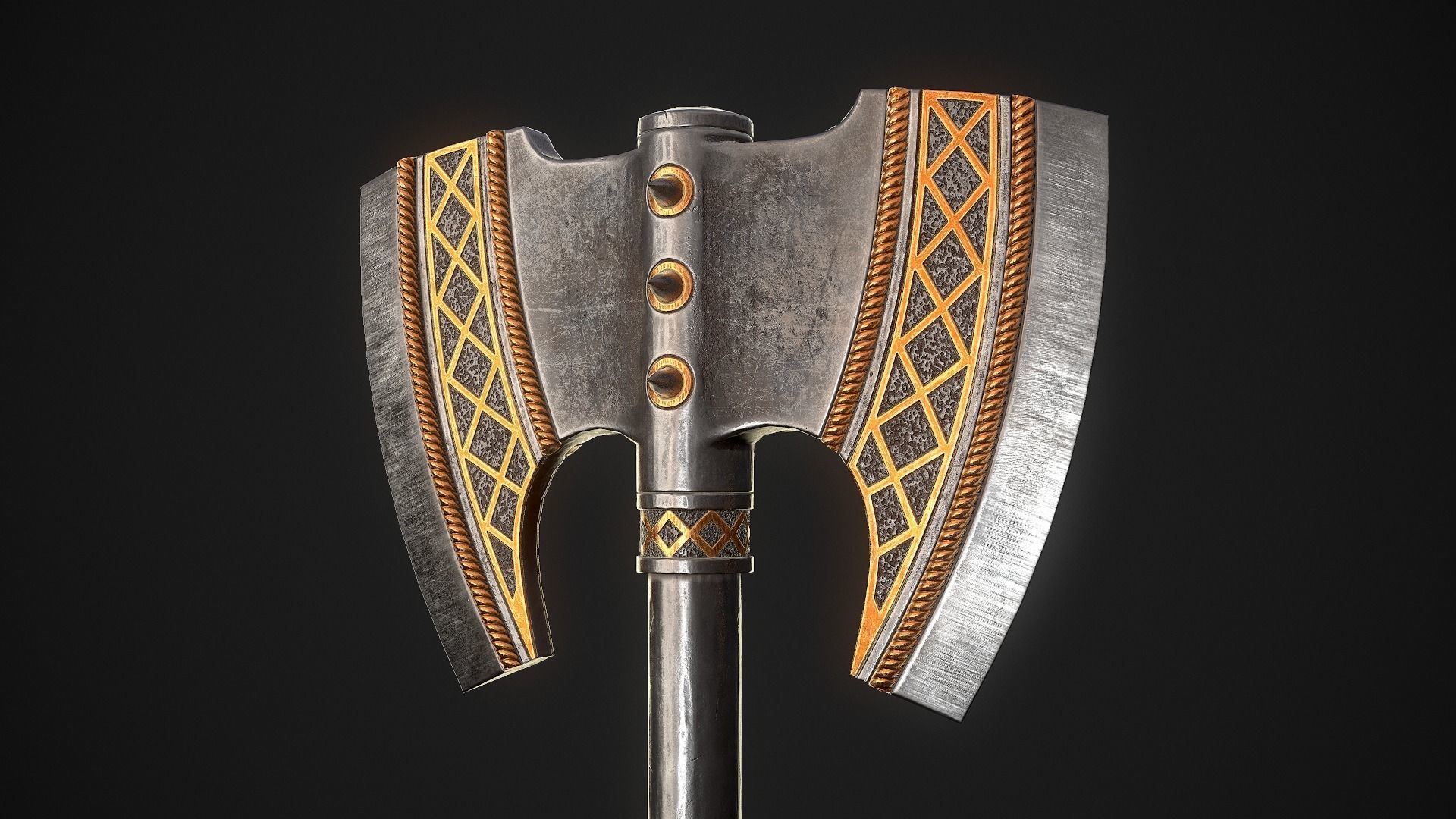 Fantasy Axe 2D Low-poly 3D model_5