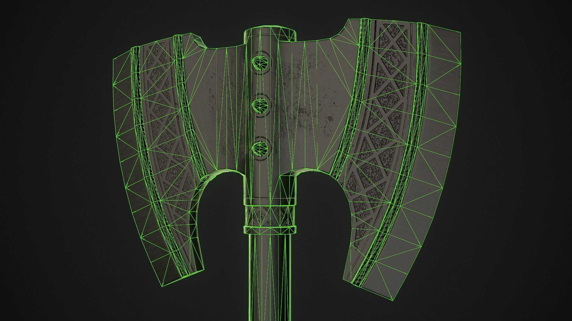 Fantasy Axe 2D Low-poly 3D model_10