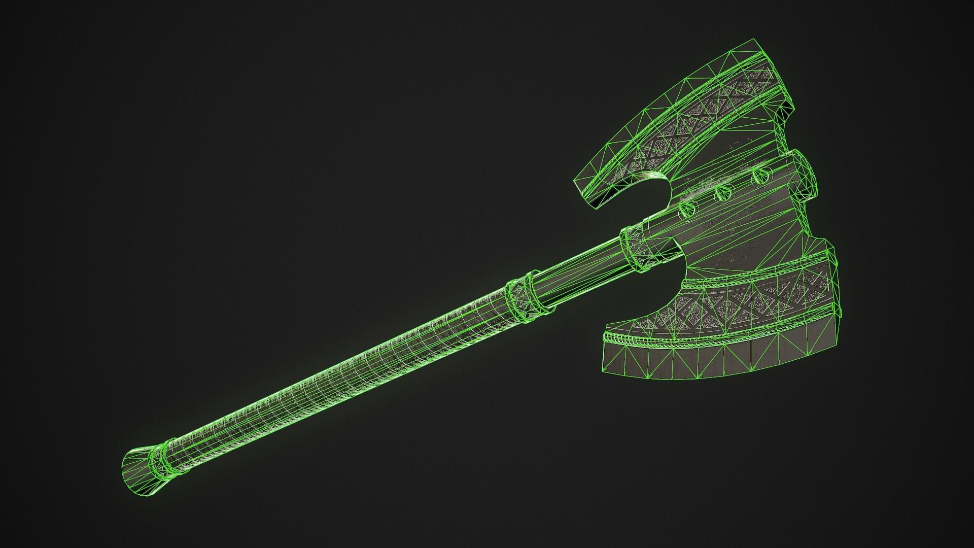 Fantasy Axe 2D Low-poly 3D model_7