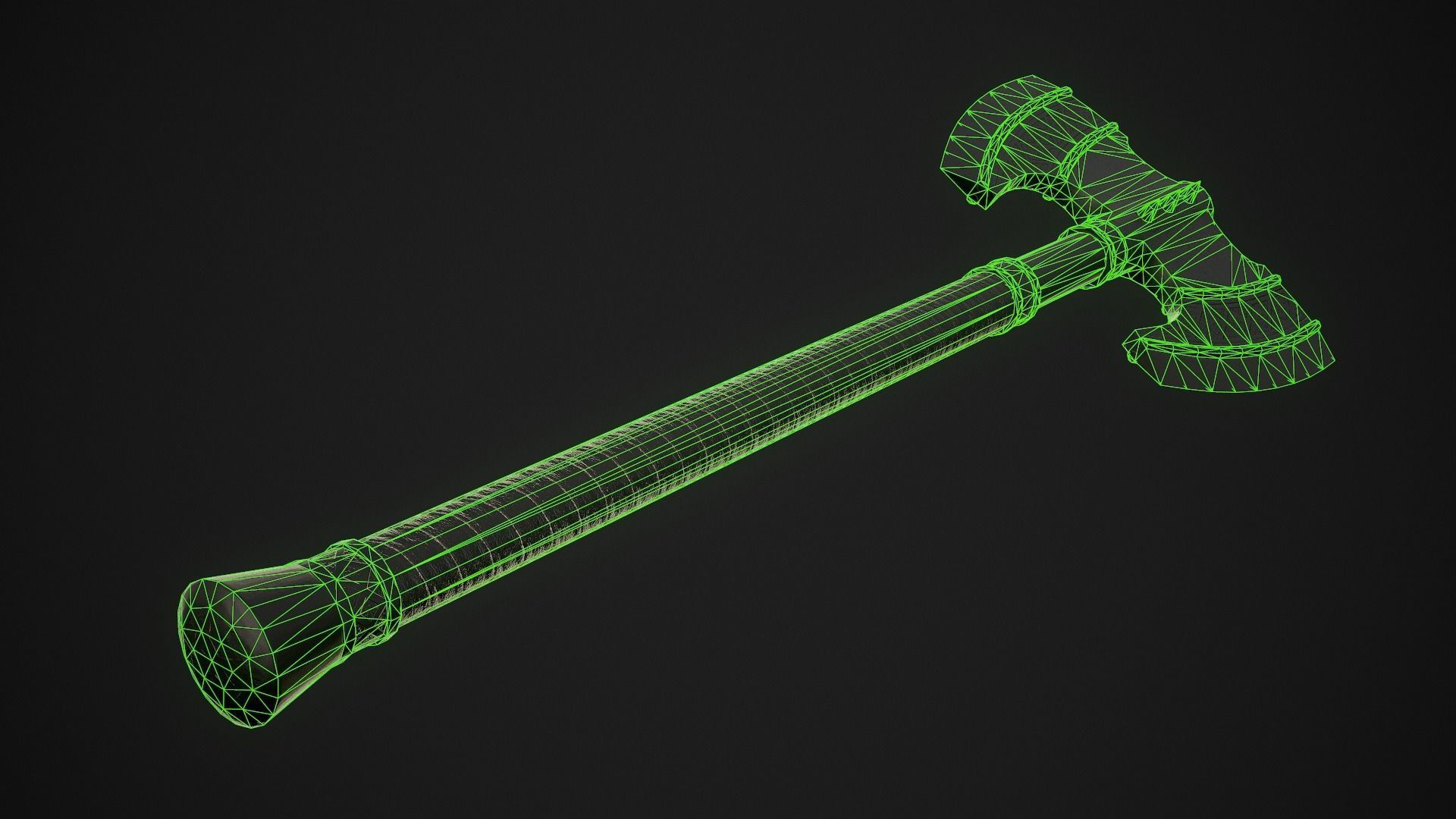 Fantasy Axe 2D Low-poly 3D model_8