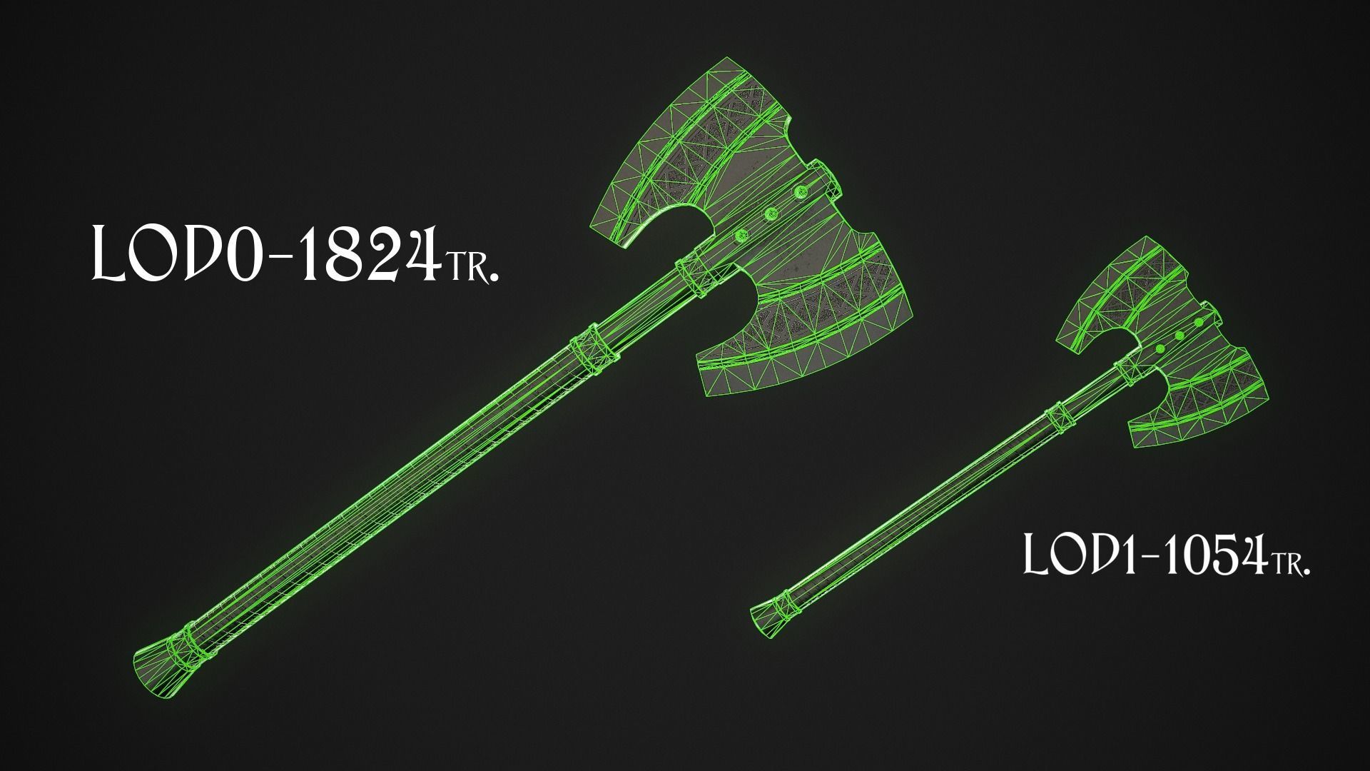 Fantasy Axe 2D Low-poly 3D model_6