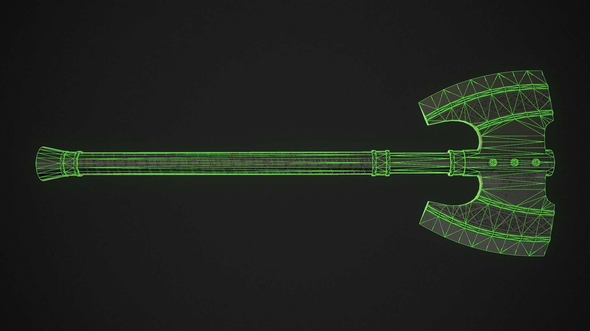 Fantasy Axe 2D Low-poly 3D model_9